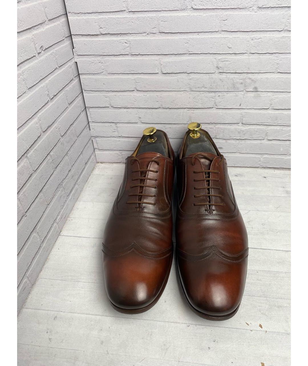 GUCCI Коричневые кожаные туфли, фото 2