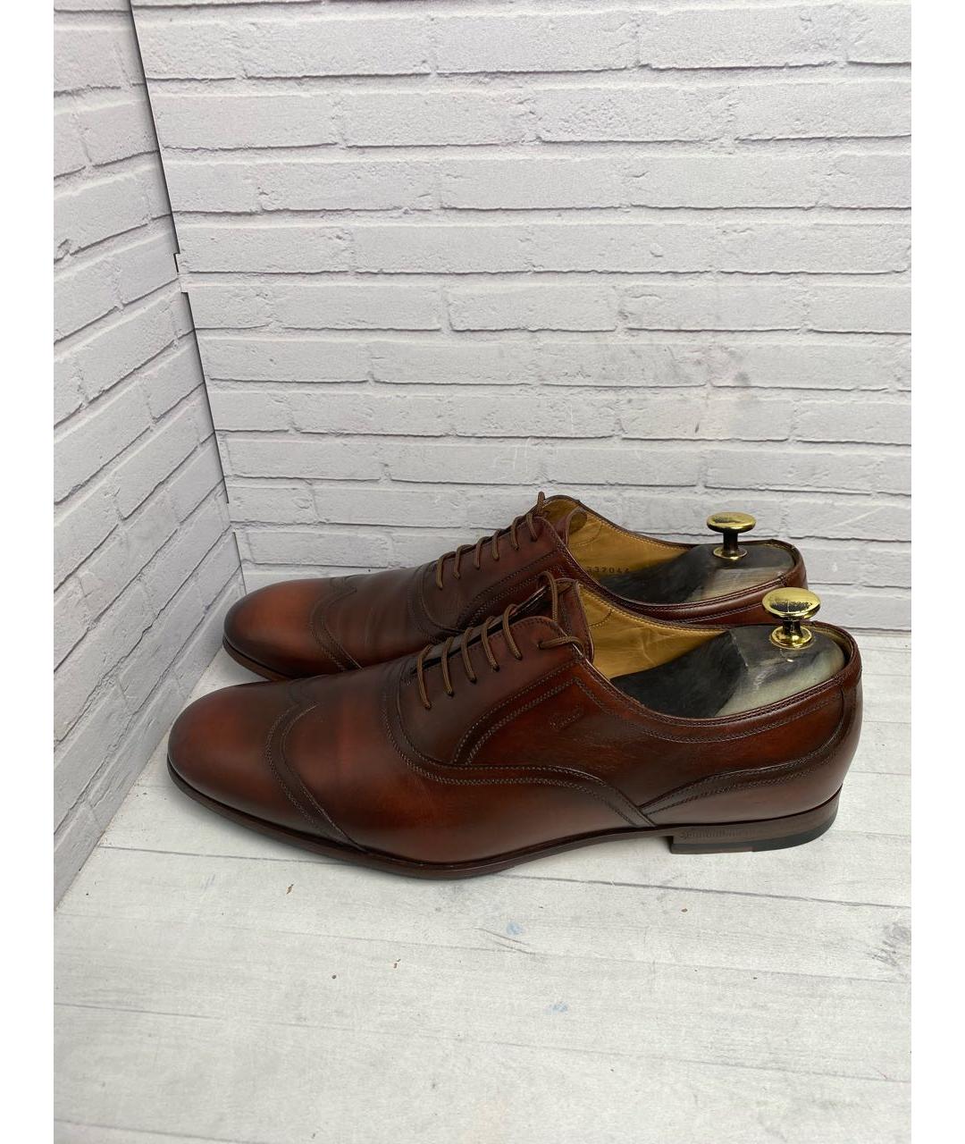 GUCCI Коричневые кожаные туфли, фото 5