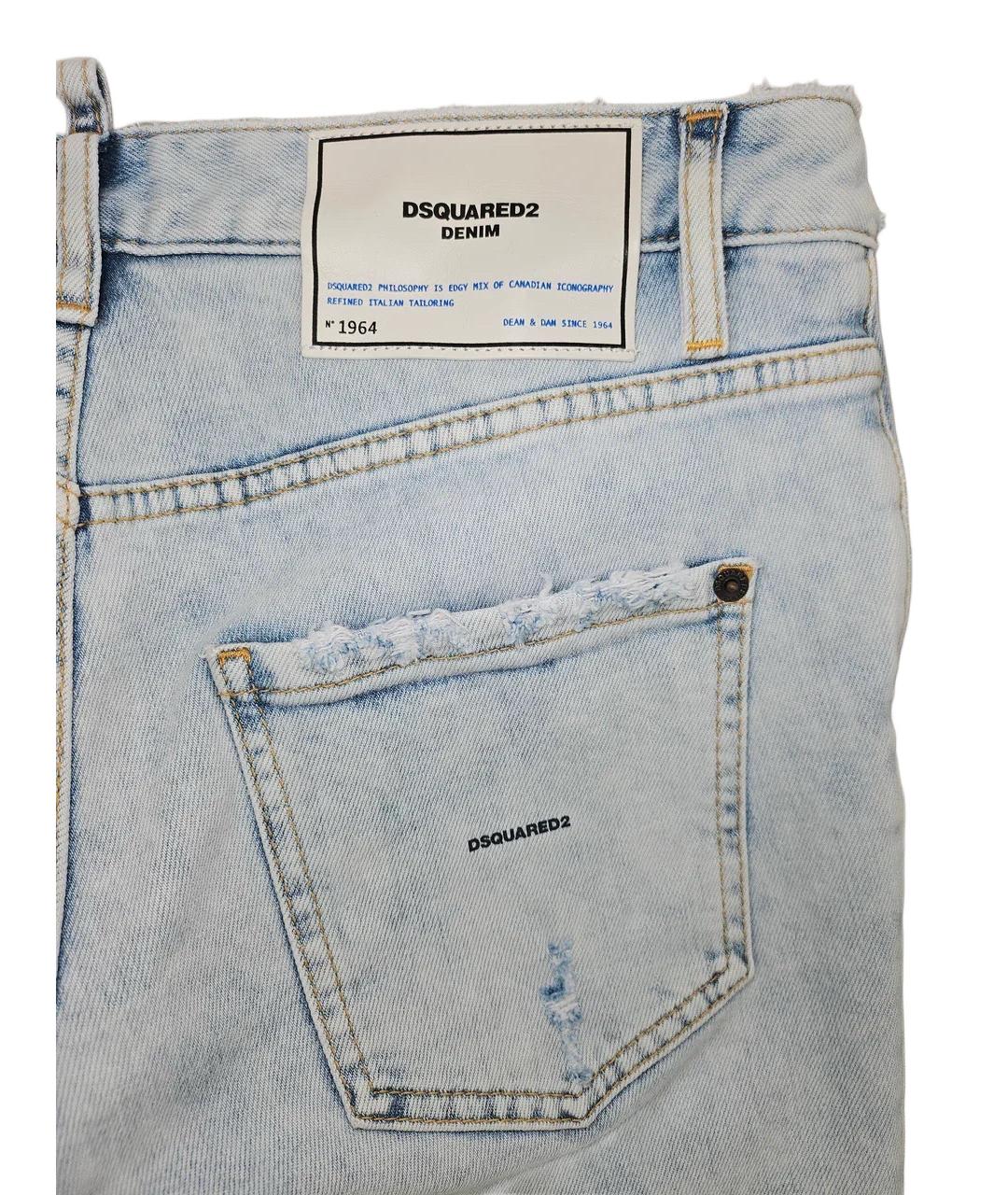 DSQUARED2 Голубые хлопковые прямые джинсы, фото 4