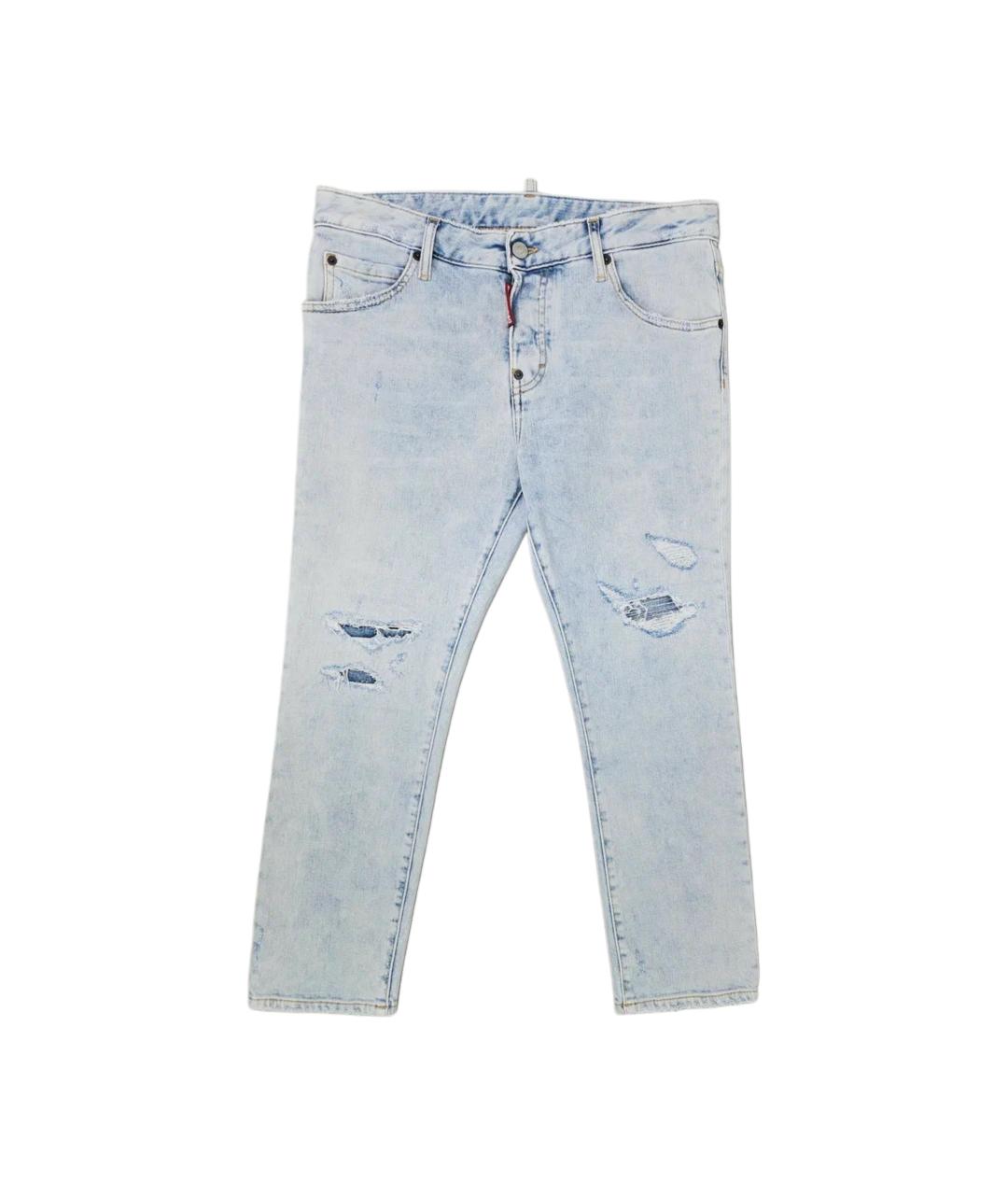 DSQUARED2 Голубые хлопковые прямые джинсы, фото 8