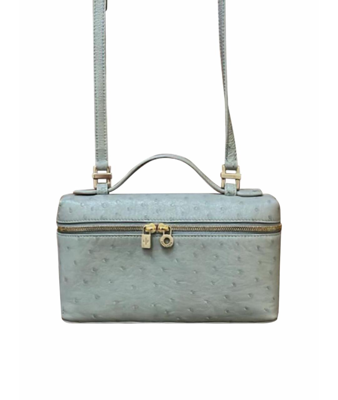 LORO PIANA Голубая сумка с короткими ручками из экзотической кожи, фото 1