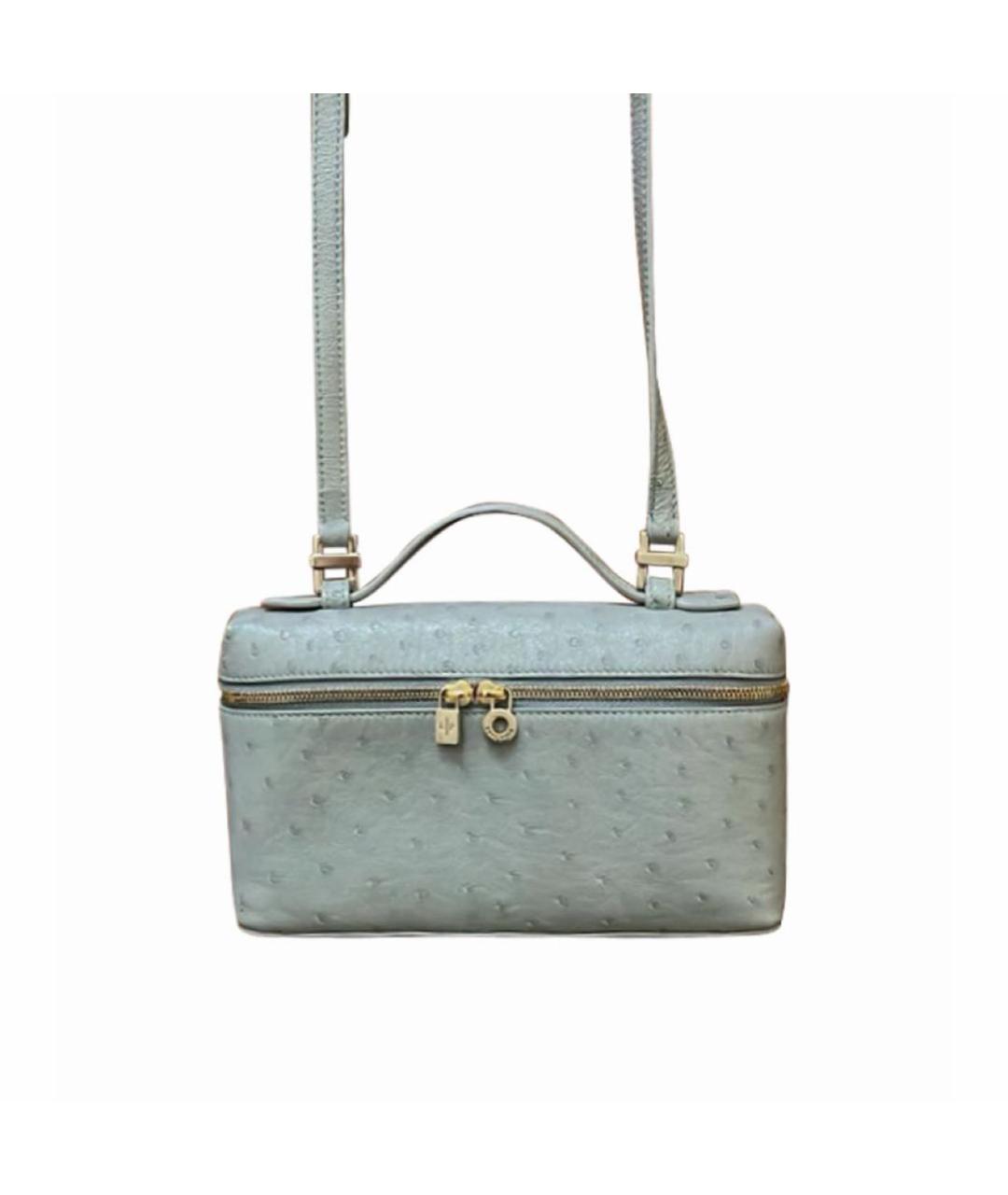 LORO PIANA Голубая сумка с короткими ручками из экзотической кожи, фото 8
