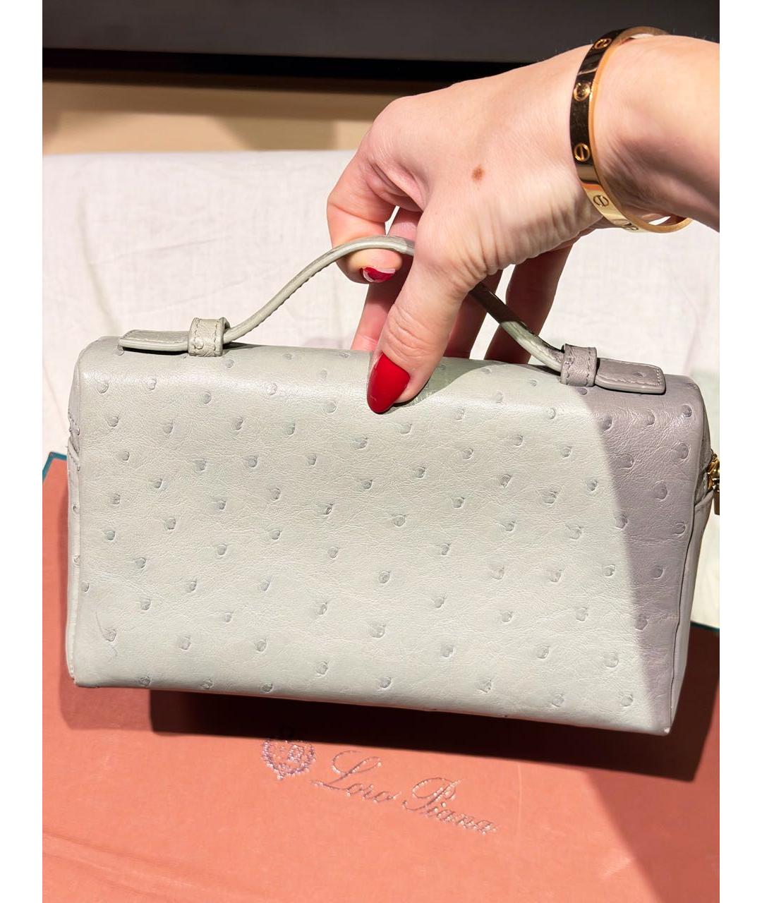 LORO PIANA Голубая сумка с короткими ручками из экзотической кожи, фото 2