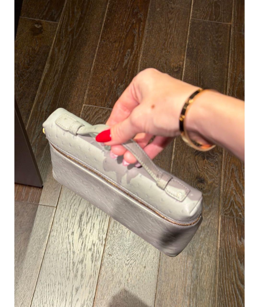 LORO PIANA Голубая сумка с короткими ручками из экзотической кожи, фото 6