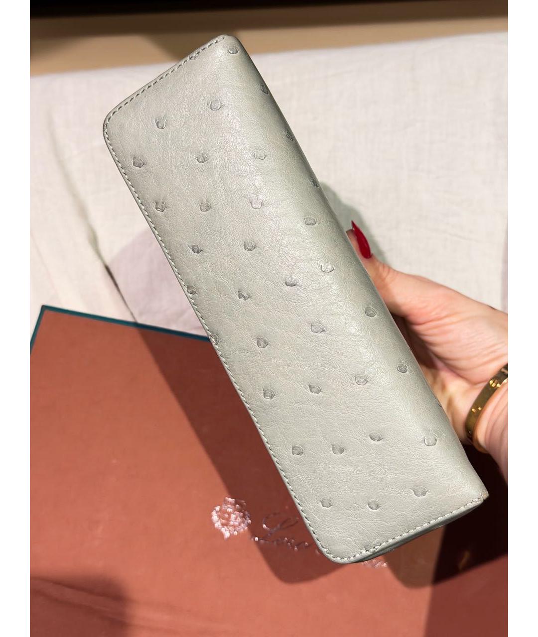 LORO PIANA Голубая сумка с короткими ручками из экзотической кожи, фото 4