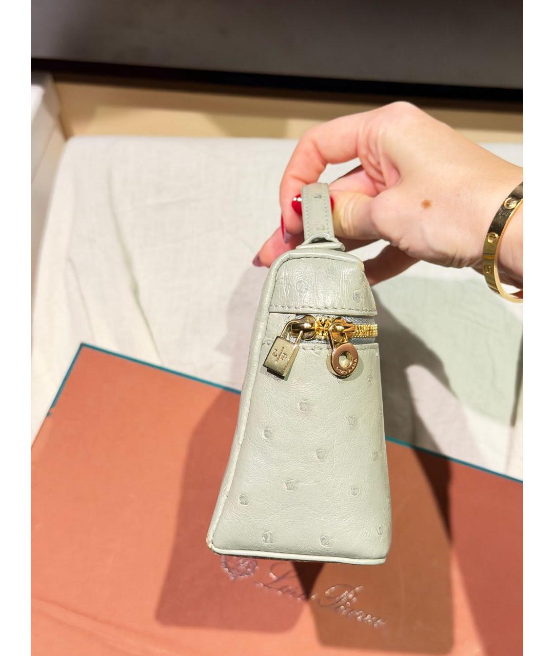 LORO PIANA Голубая сумка с короткими ручками из экзотической кожи, фото 3