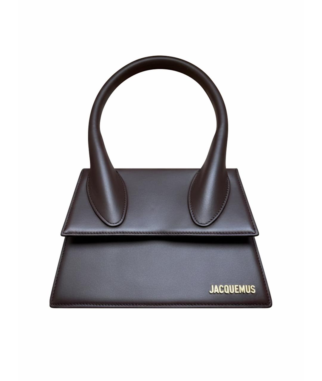 JACQUEMUS Коричневая кожаная сумка с короткими ручками, фото 1