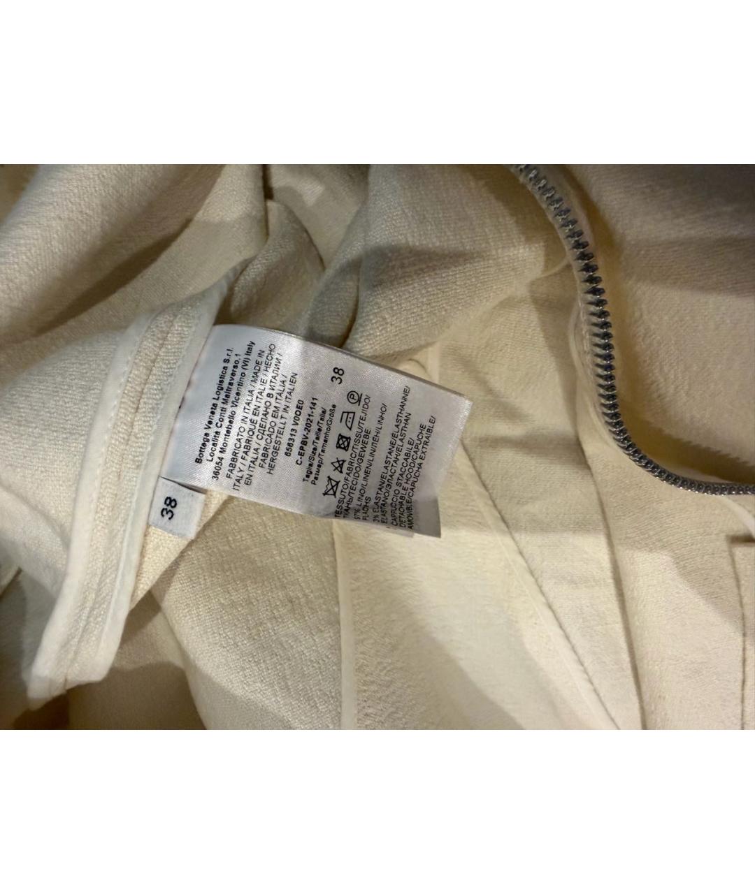 BOTTEGA VENETA Бежевое льняное повседневное платье, фото 4