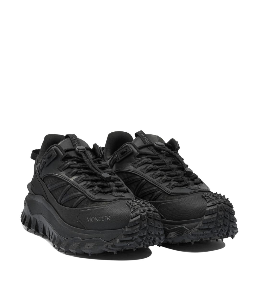 MONCLER Черные синтетические низкие кроссовки / кеды, фото 2