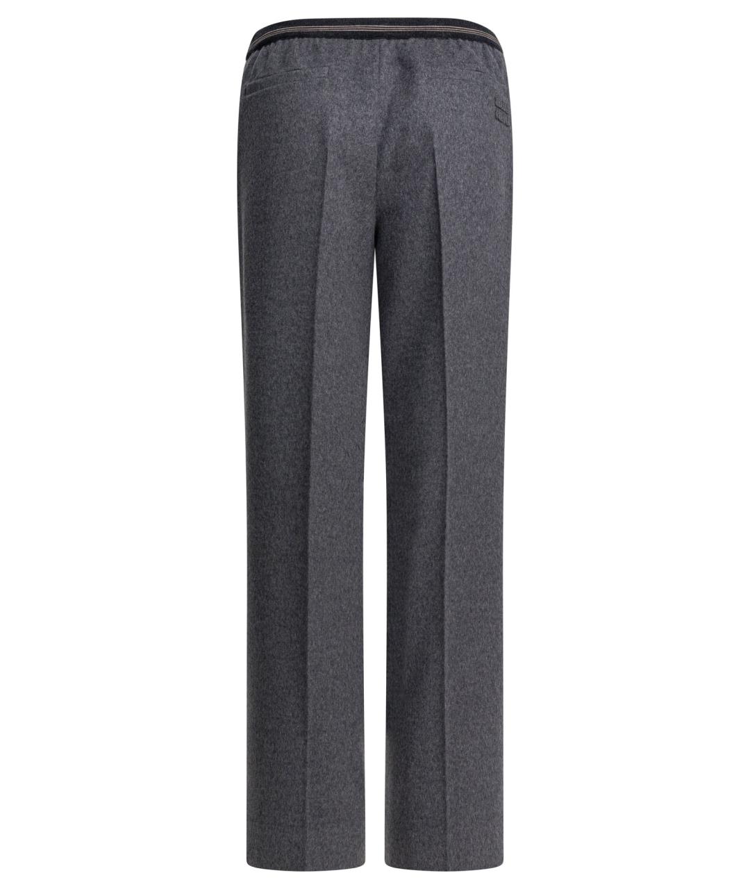 MIU MIU Серые шерстяные прямые брюки, фото 2