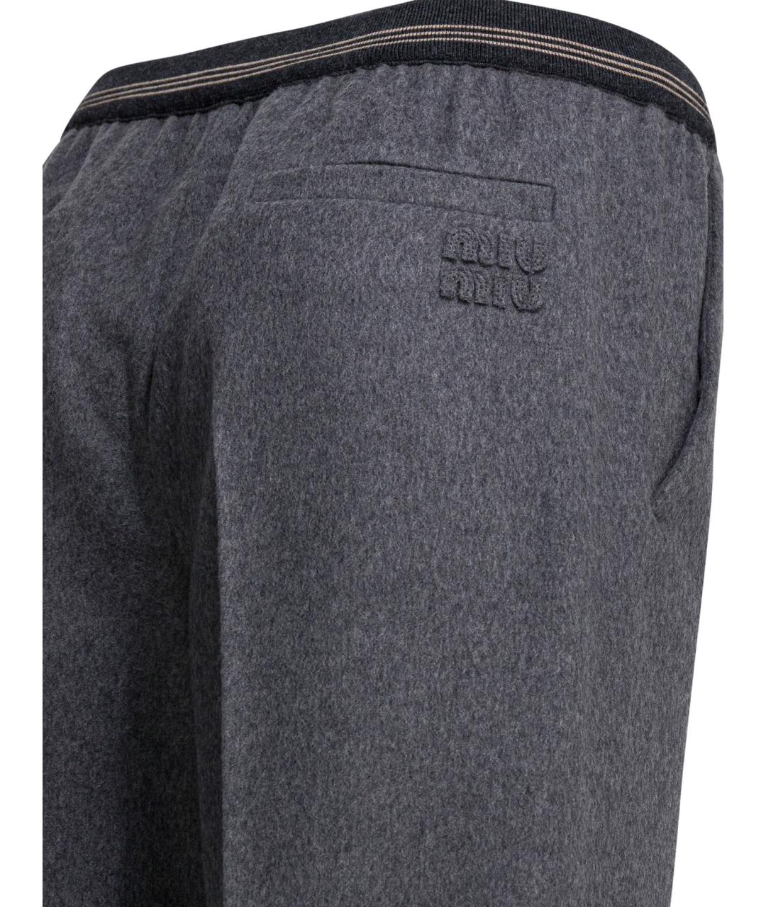 MIU MIU Серые шерстяные прямые брюки, фото 4