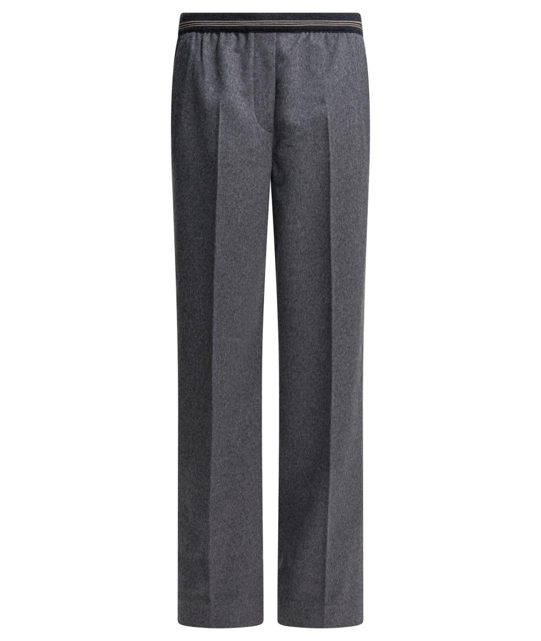 MIU MIU Серые шерстяные прямые брюки, фото 1