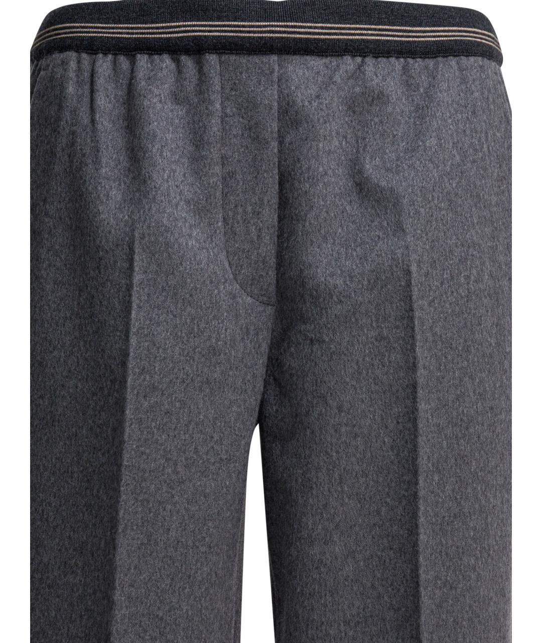 MIU MIU Серые шерстяные прямые брюки, фото 3