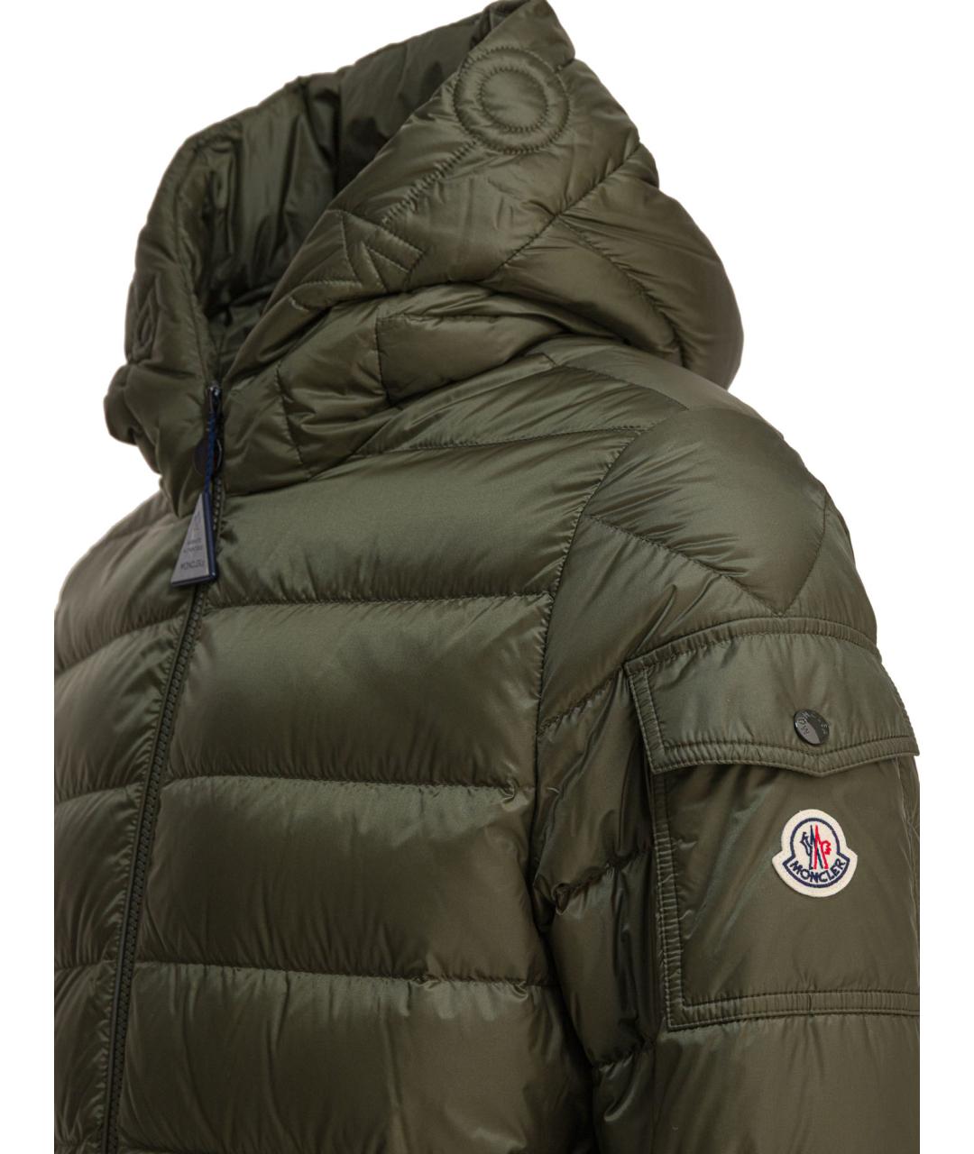 MONCLER Зеленый полиамидовый пуховик, фото 4
