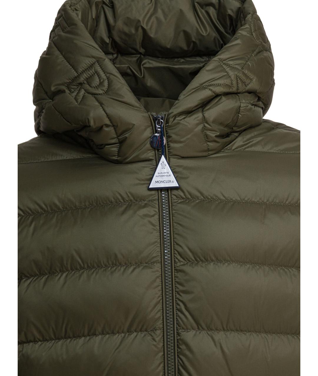 MONCLER Зеленый полиамидовый пуховик, фото 3