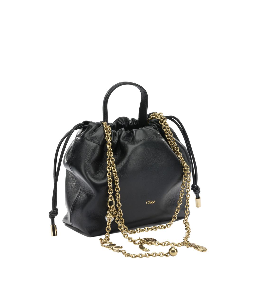 CHLOE Черная кожаная сумка с короткими ручками, фото 2