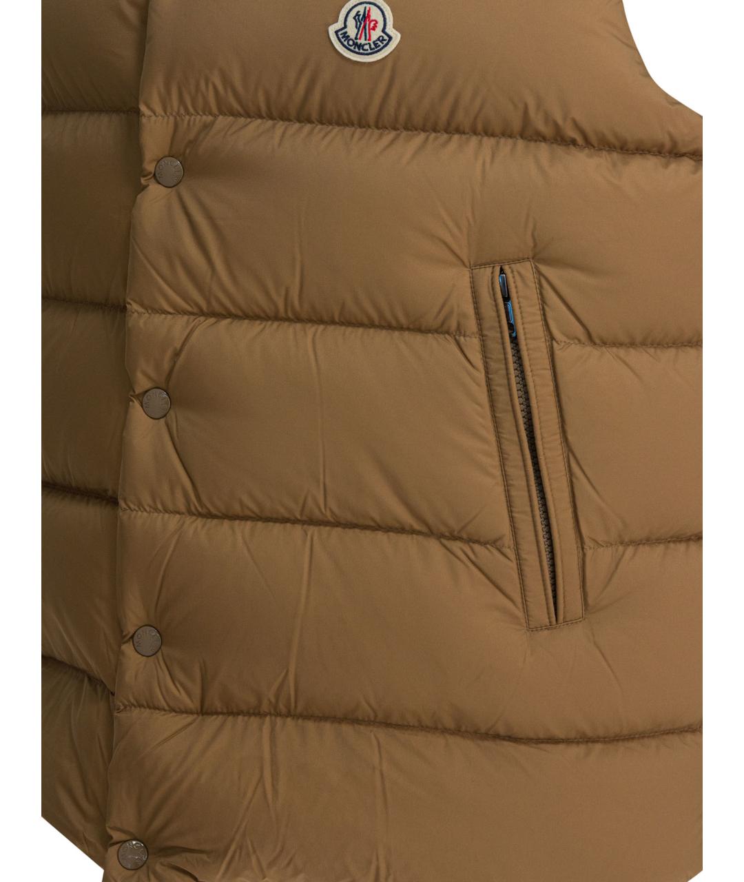 MONCLER Бежевый полиамидовый жилет, фото 4