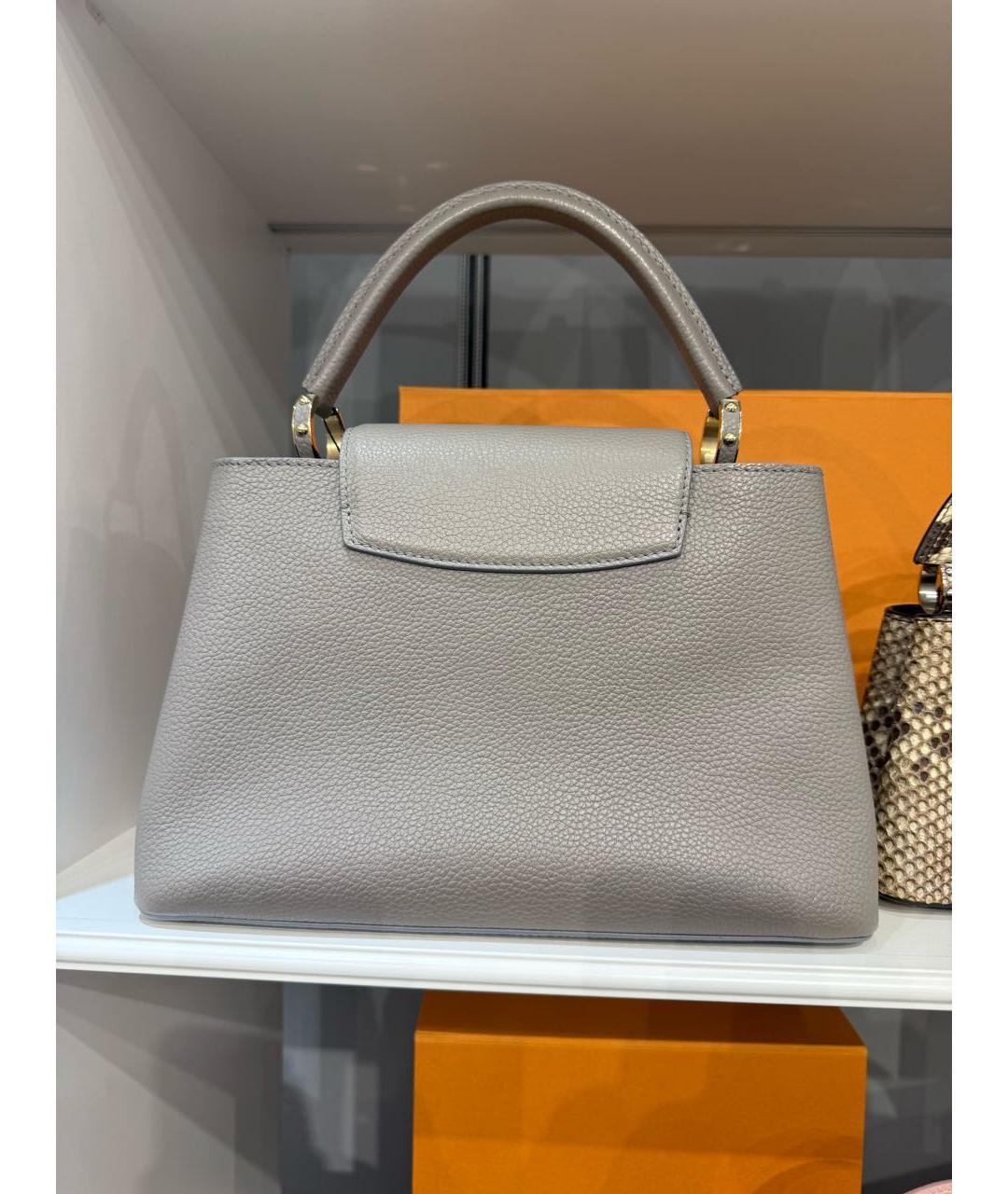 LOUIS VUITTON Серая кожаная сумка с короткими ручками, фото 3