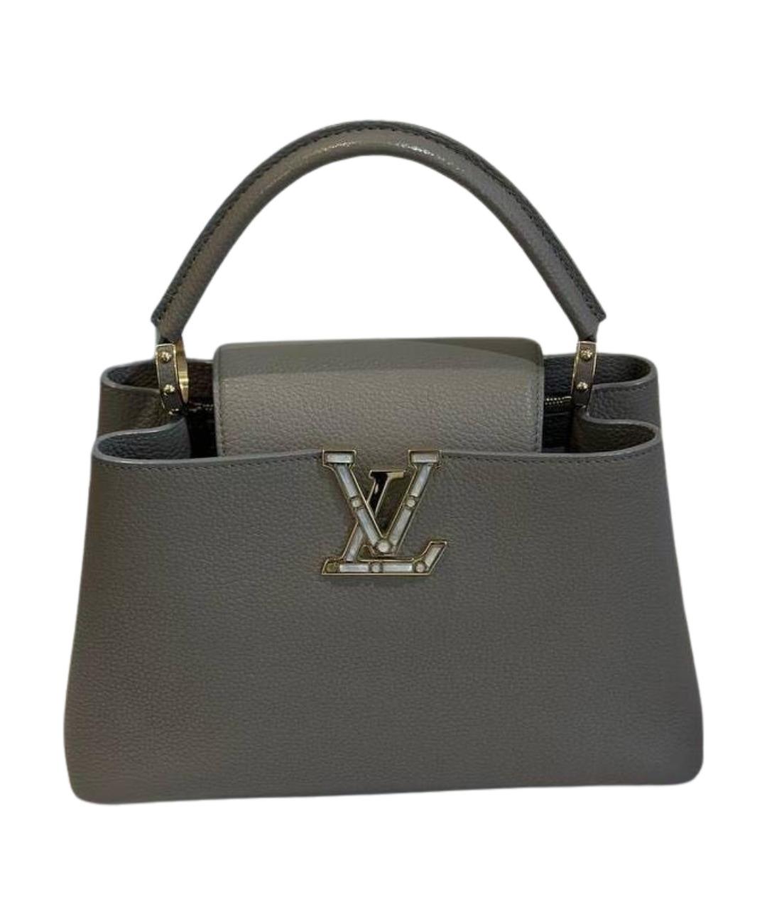 LOUIS VUITTON Серая кожаная сумка с короткими ручками, фото 6