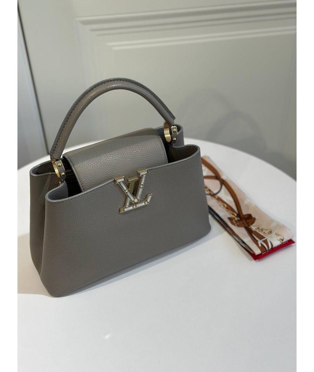 LOUIS VUITTON Серая кожаная сумка с короткими ручками, фото 2