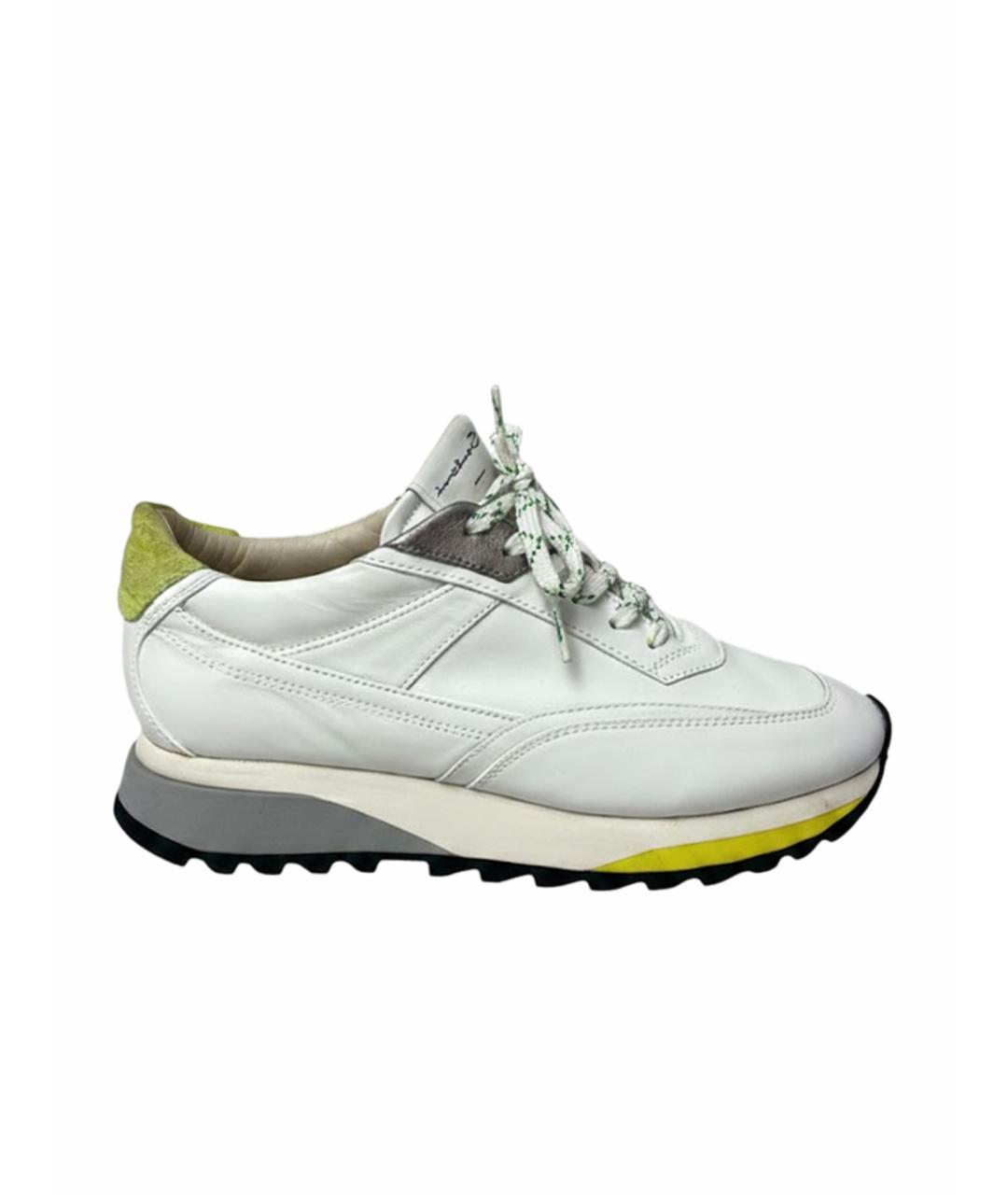 SANTONI Белые кожаные кроссовки, фото 1