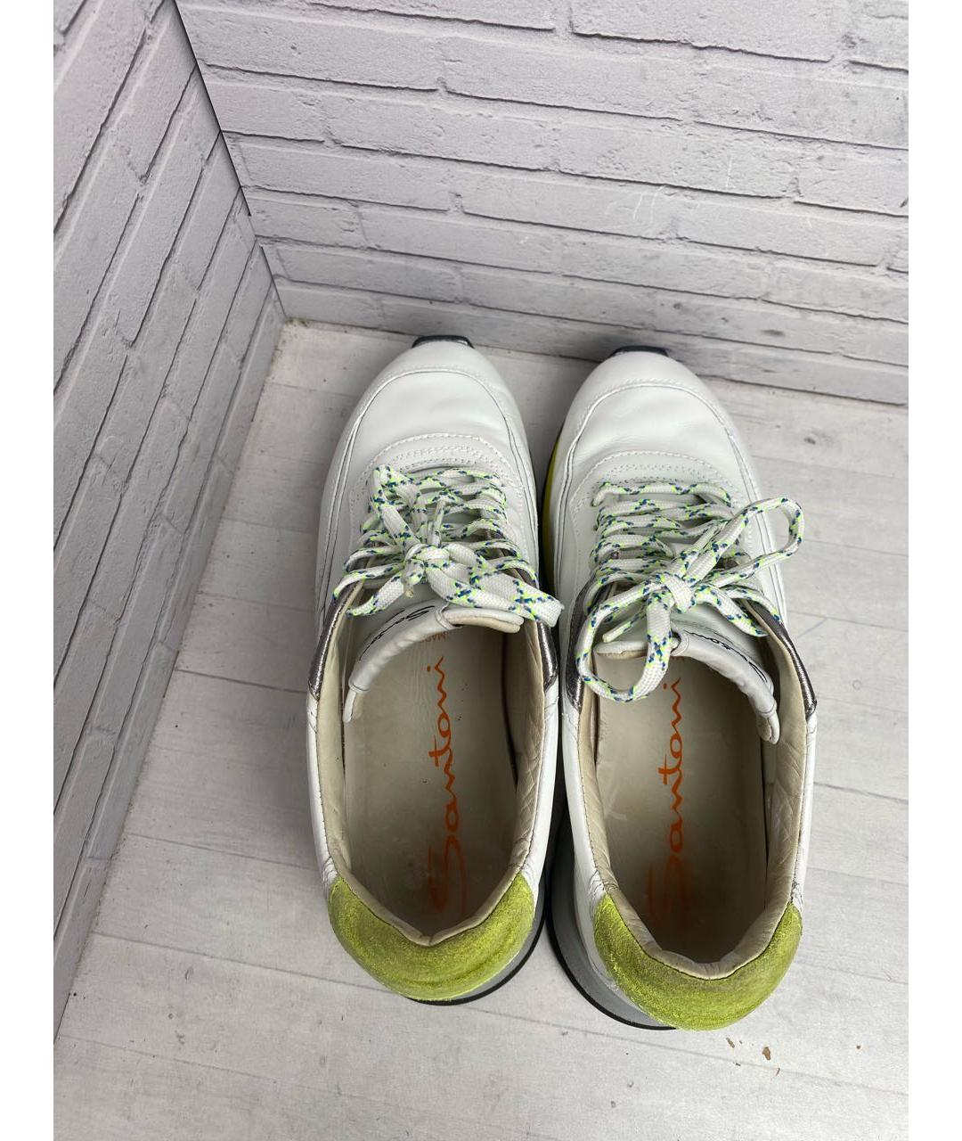 SANTONI Белые кожаные кроссовки, фото 3