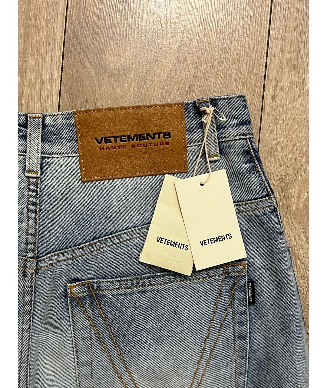 VETEMENTS Голубые хлопковые прямые джинсы, фото 3