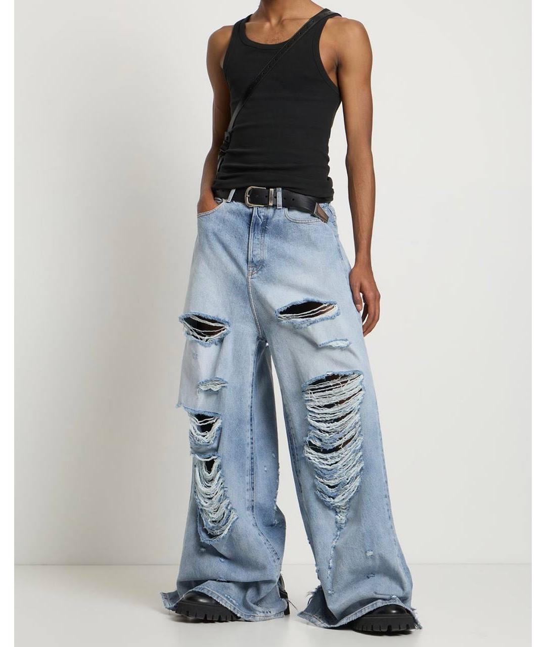 VETEMENTS Голубые хлопковые прямые джинсы, фото 4