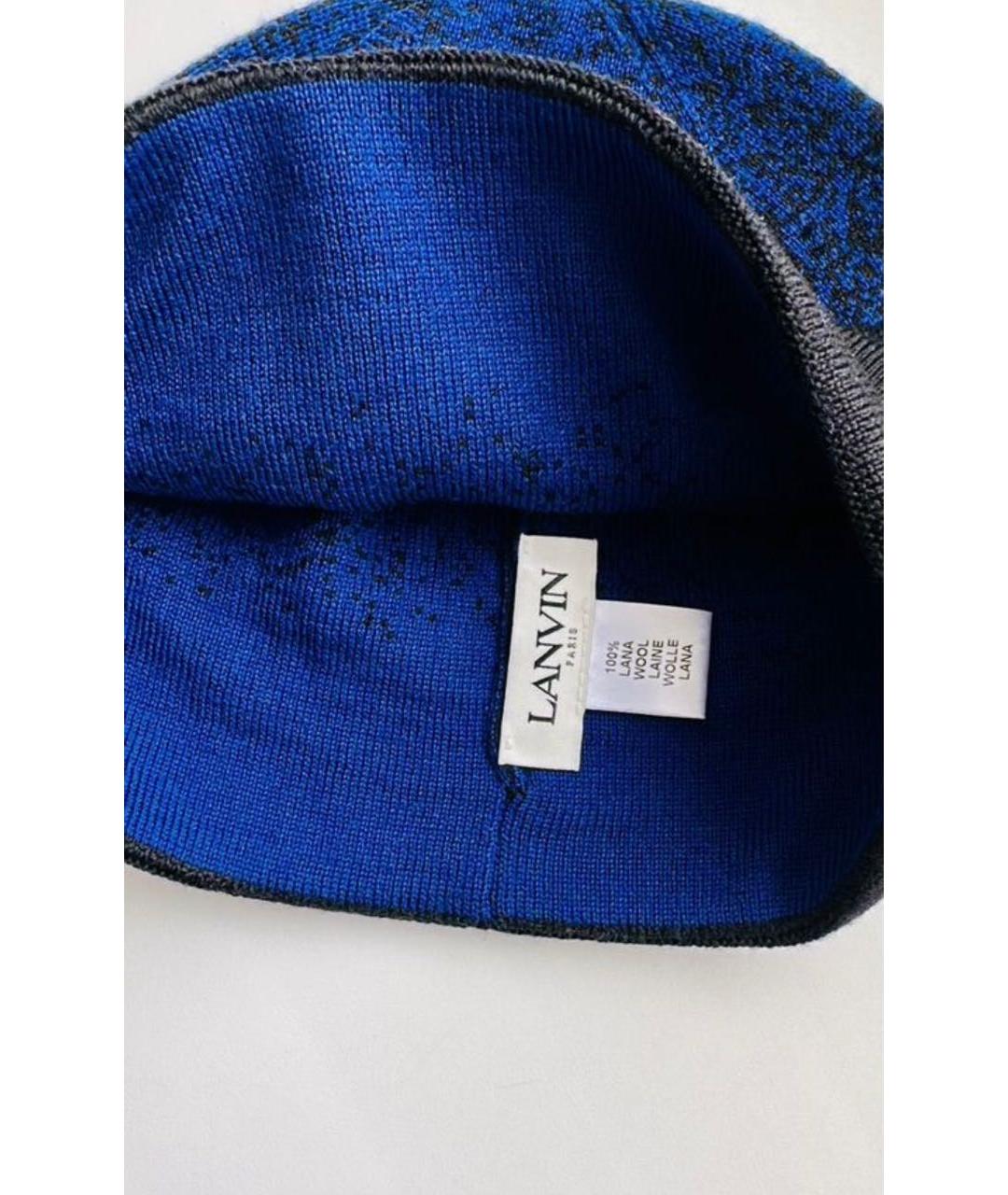 LANVIN Синяя шерстяная шапка, фото 2