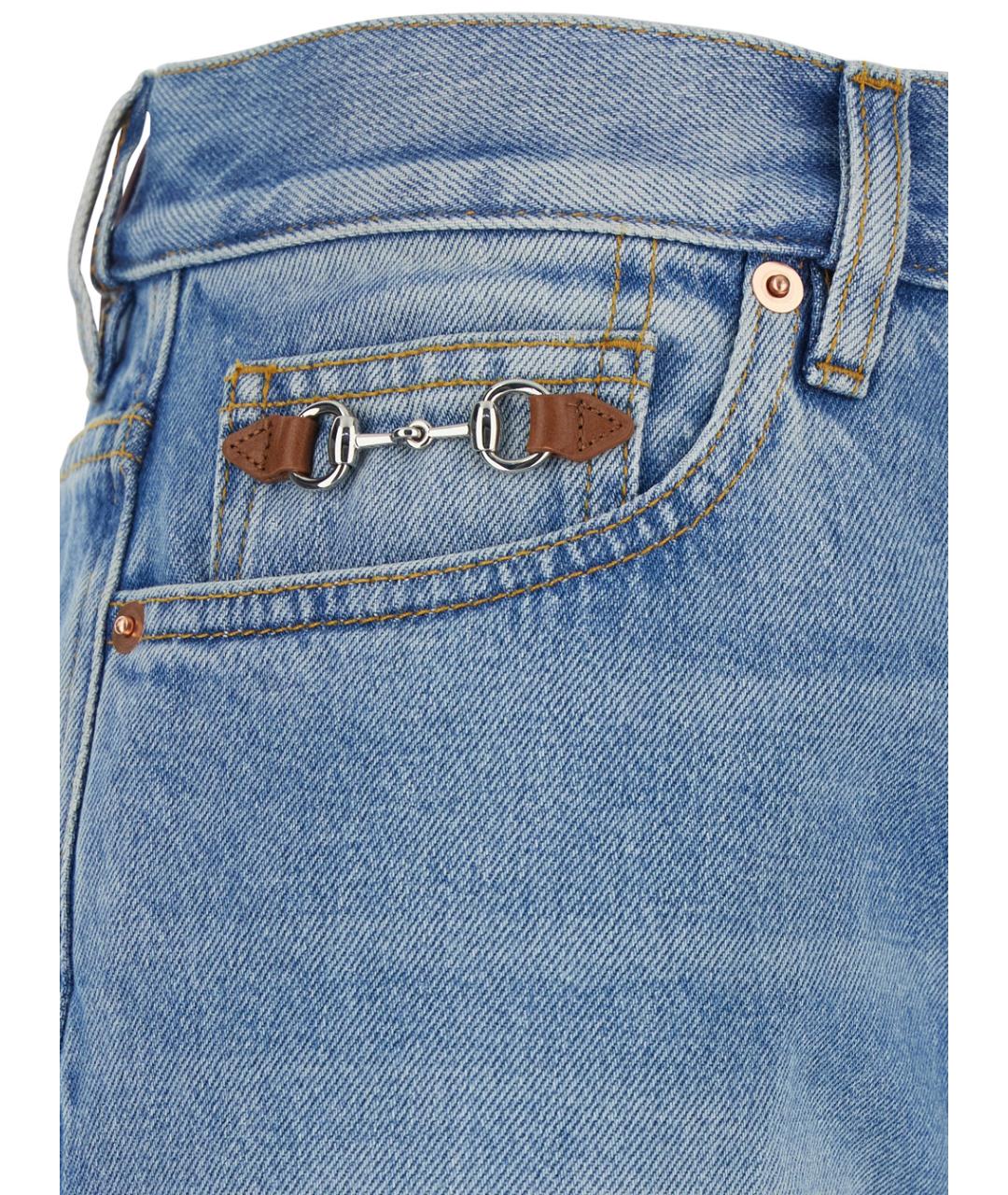 GUCCI Голубые хлопковые джинсы клеш, фото 3