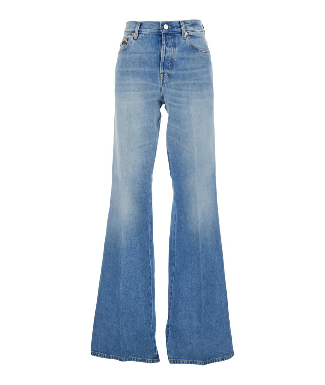 GUCCI Голубые хлопковые джинсы клеш, фото 1