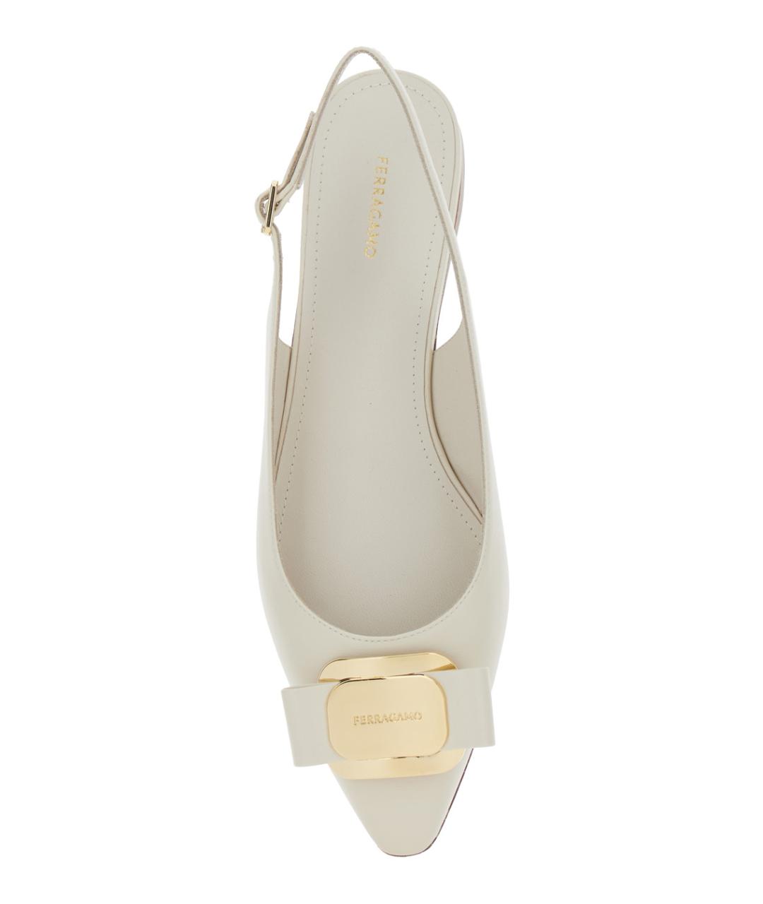 FERRAGAMO Белые кожаные балетки, фото 3