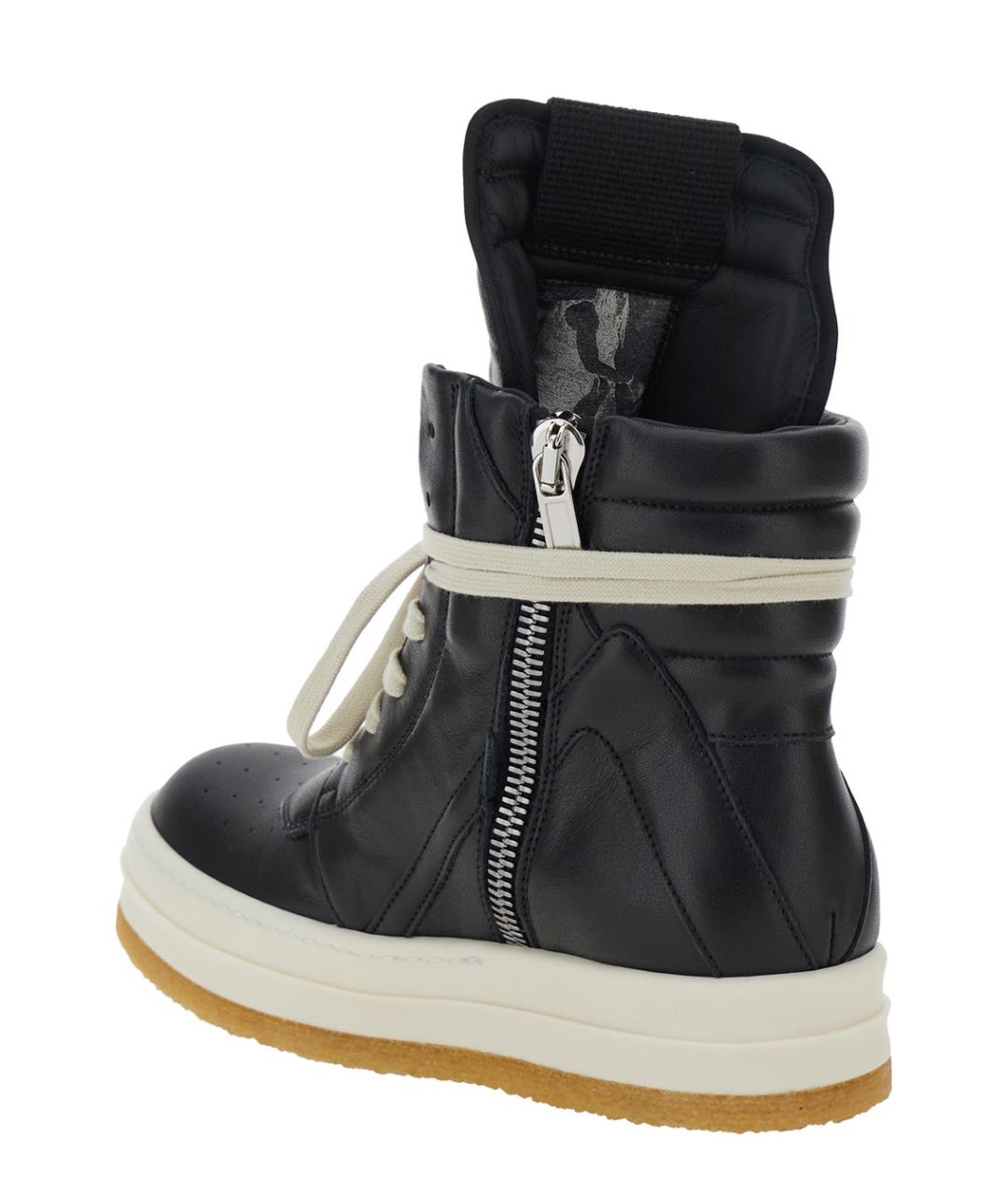 RICK OWENS Черные кожаные кроссовки, фото 3