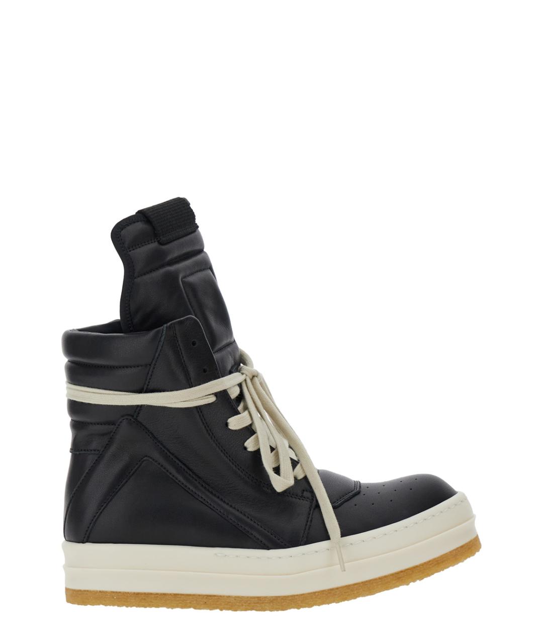 RICK OWENS Черные кожаные кроссовки, фото 1