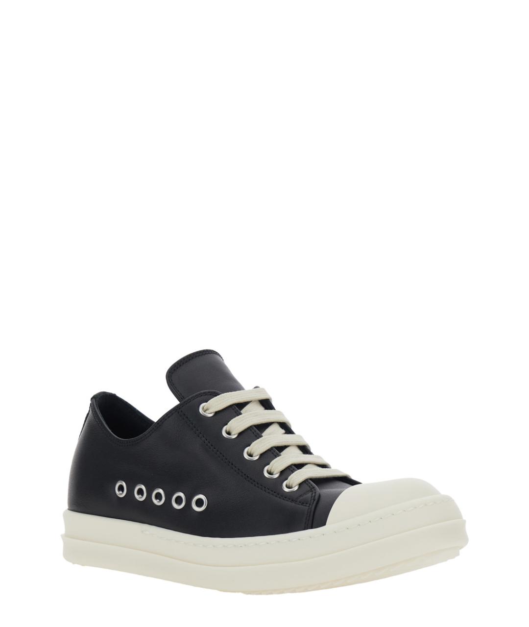 RICK OWENS Черные кожаные кеды, фото 2