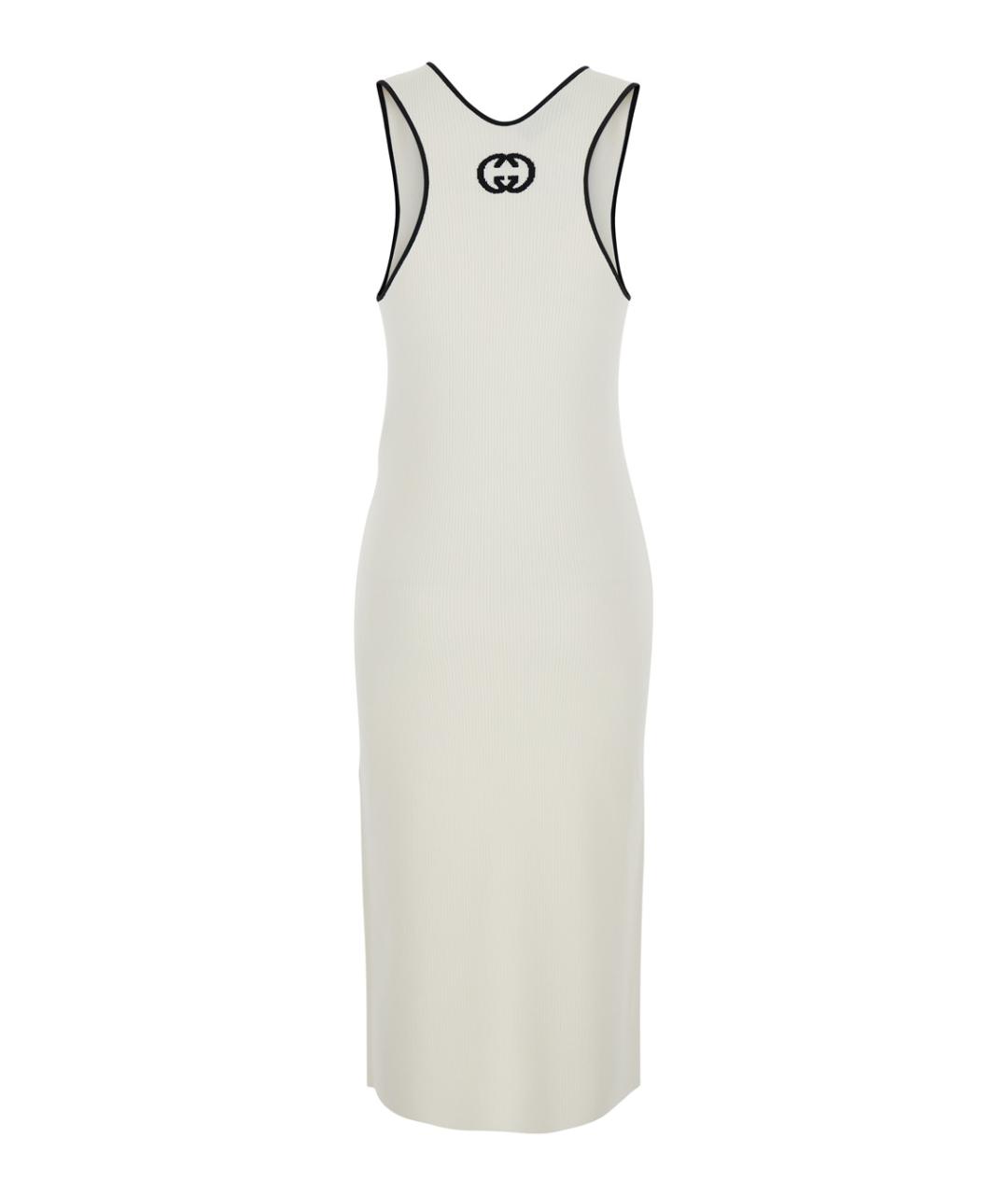 GUCCI Белое вискозное повседневное платье, фото 2