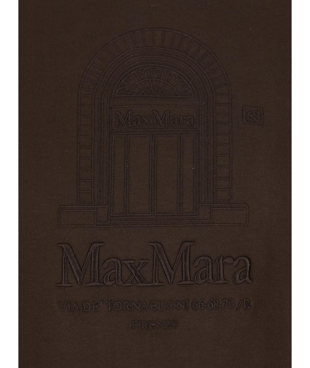 'S MAX MARA Коричневая хлопковая футболка, фото 3