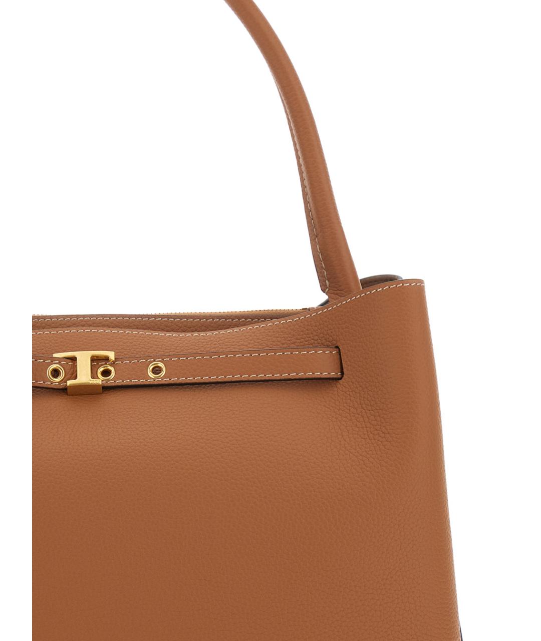 TOD'S Коричневая кожаная сумка с короткими ручками, фото 3