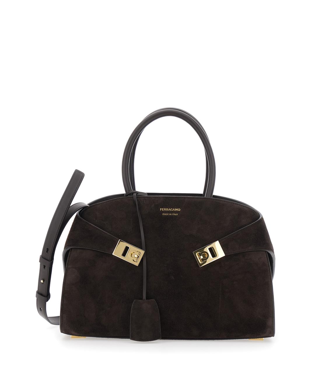 FERRAGAMO Коричневая кожаная сумка тоут, фото 1