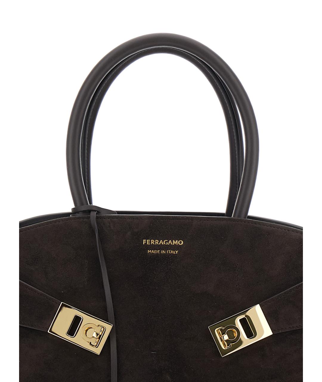 FERRAGAMO Коричневая кожаная сумка тоут, фото 3