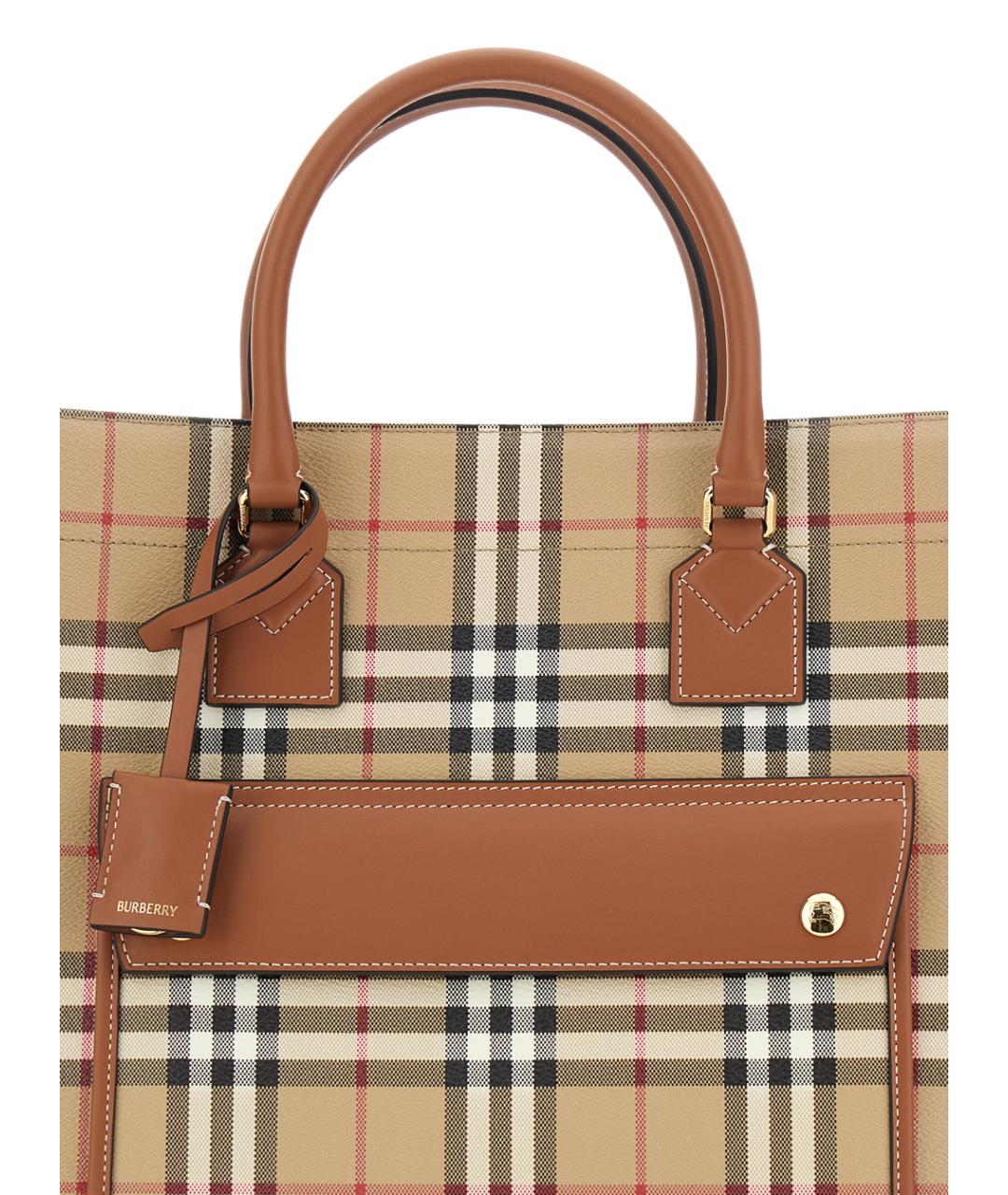 BURBERRY Бежевая сумка тоут из искусственной кожи, фото 3