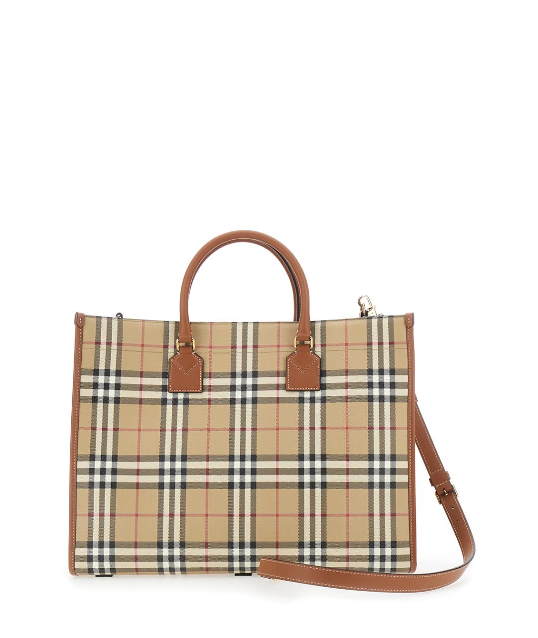 BURBERRY Бежевая сумка тоут из искусственной кожи, фото 2