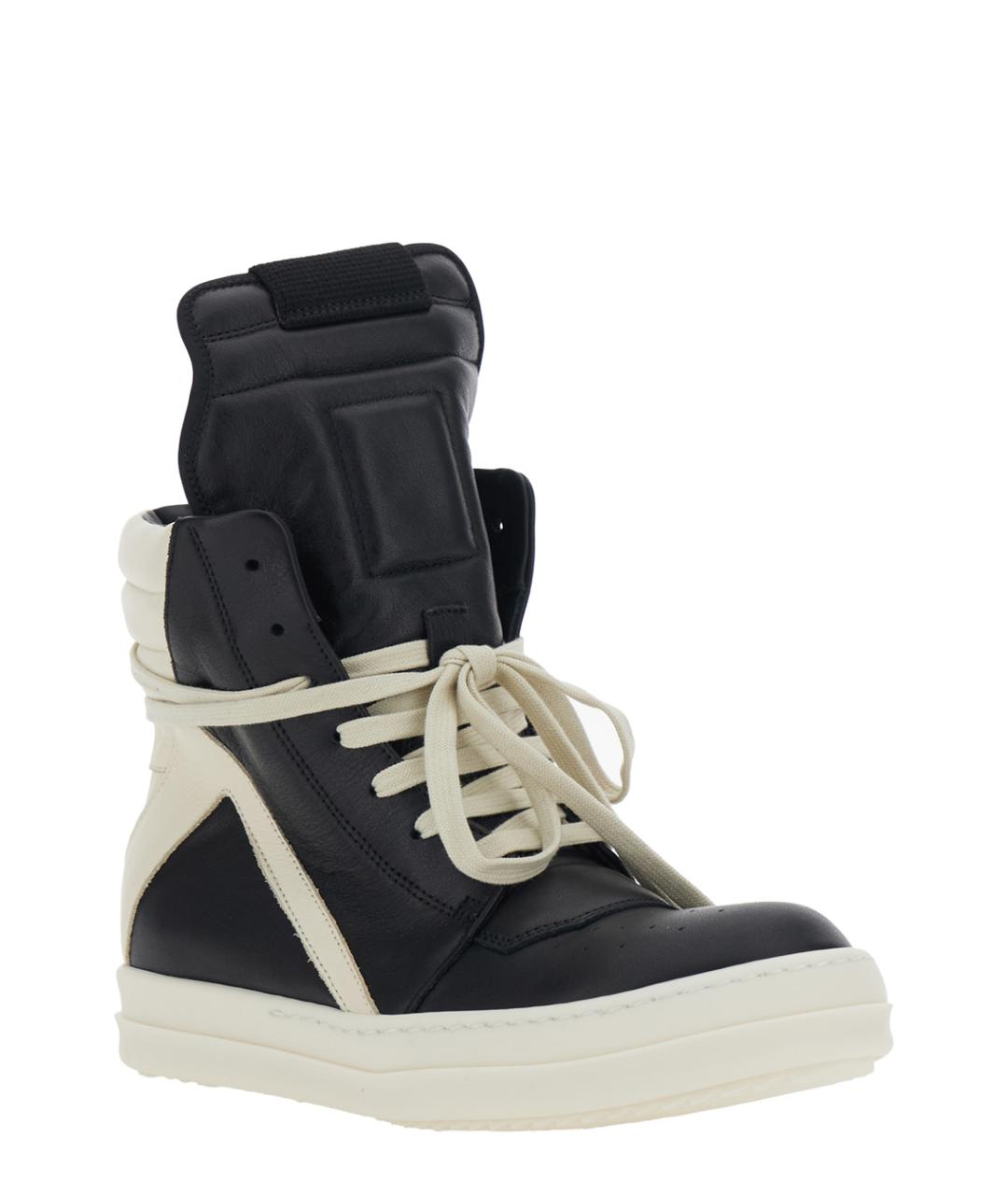 RICK OWENS Черные кожаные кеды, фото 2