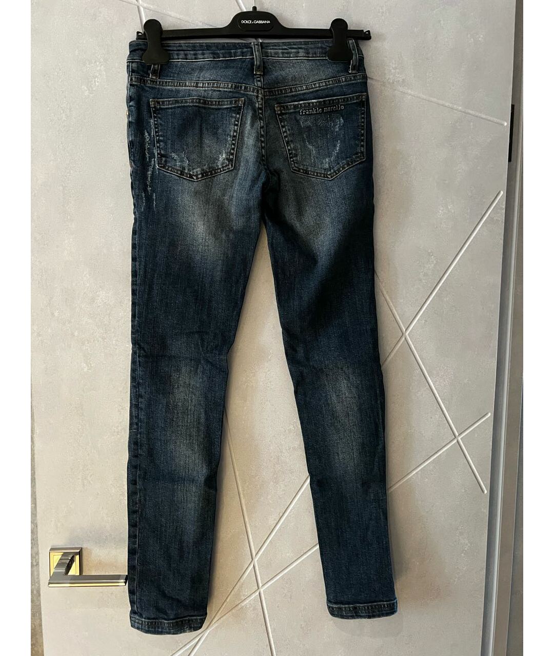 FRANKIE MORELLO Темно-синие хлопко-эластановые джинсы слим, фото 2