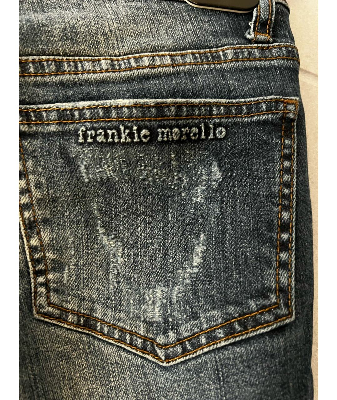 FRANKIE MORELLO Темно-синие хлопко-эластановые джинсы слим, фото 3