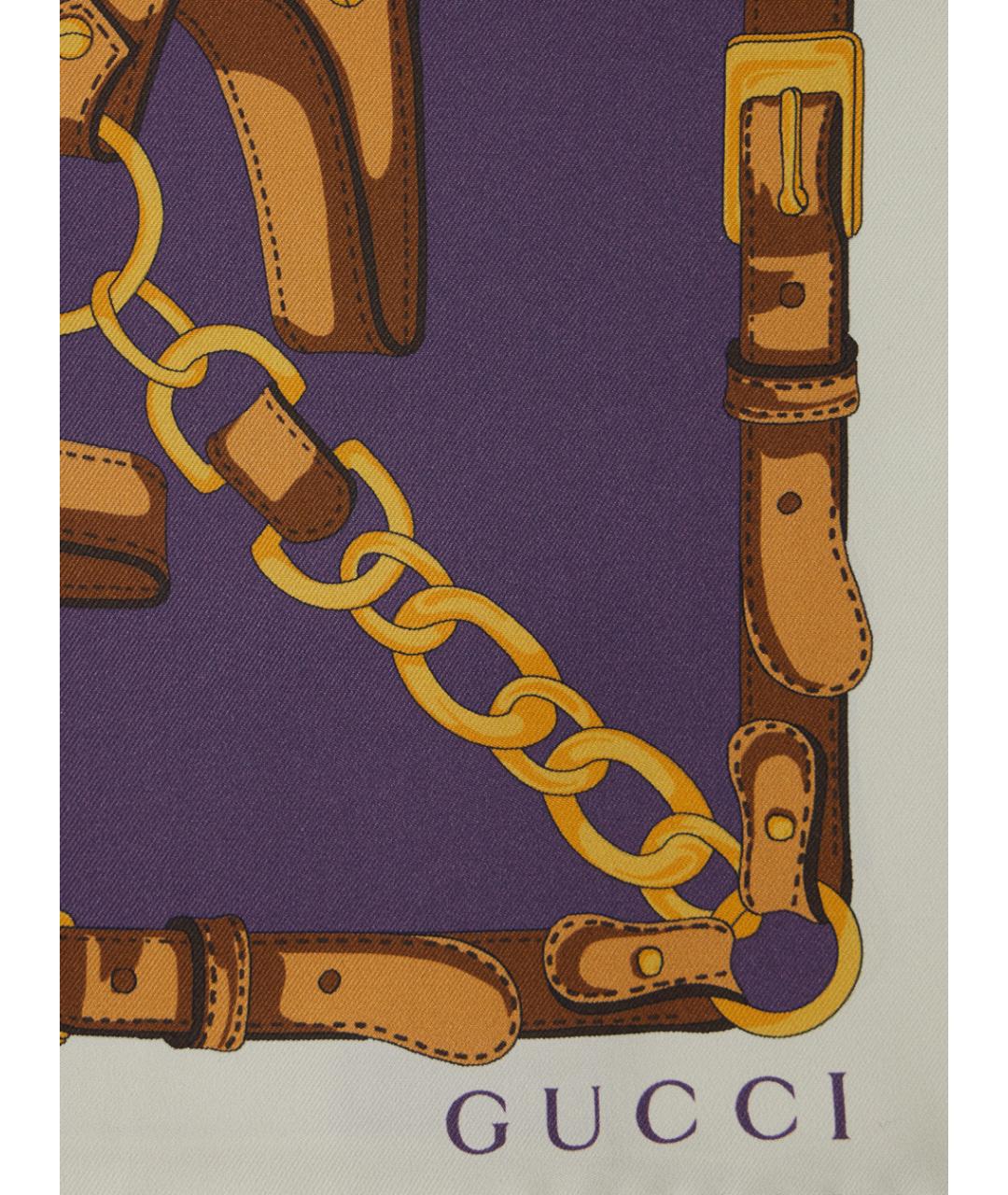 GUCCI Синий шелковый шарф, фото 3