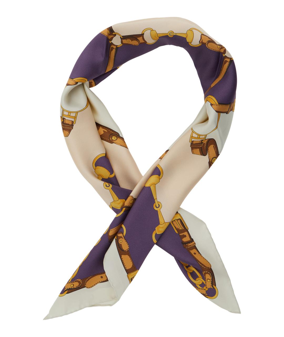 GUCCI Синий шелковый шарф, фото 2