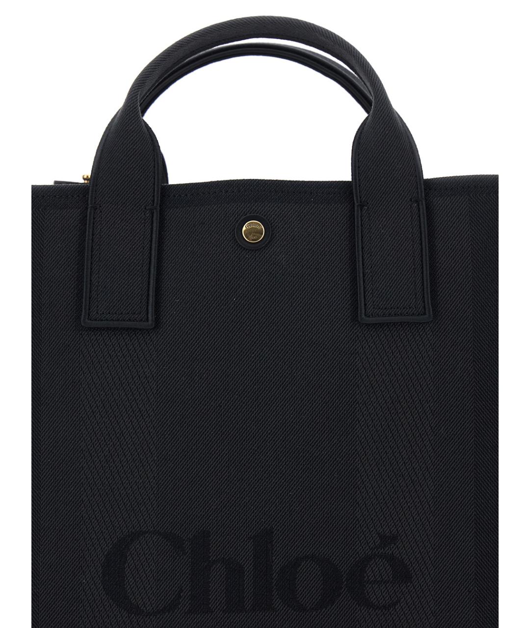 CHLOE Черная хлопковая сумка с короткими ручками, фото 3