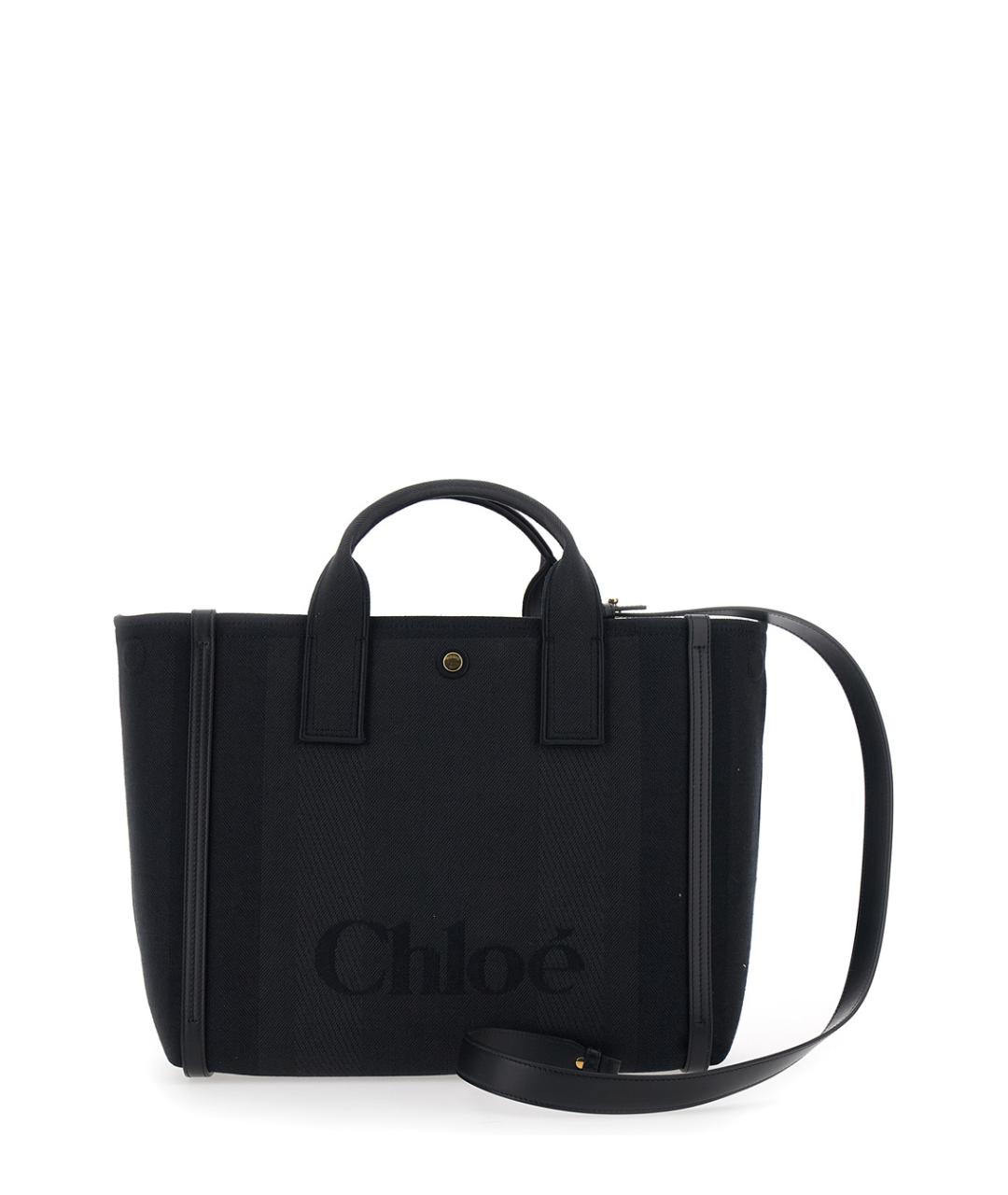 CHLOE Черная хлопковая сумка с короткими ручками, фото 2