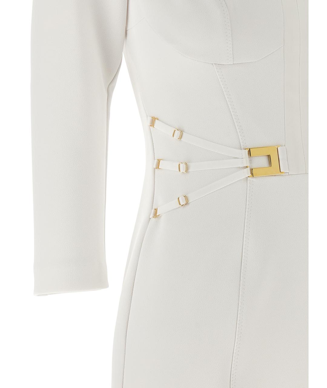 ELISABETTA FRANCHI Белое полиэстеровое коктейльное платье, фото 4